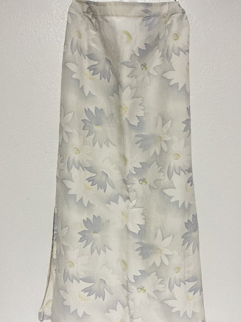 VALERIE STEVENS Women's Silk/Linen Cream Floral Maxi Skirt-Preowned Size-PS